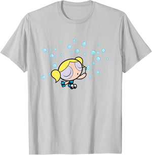 The Powerpuff Girls Bubbles Blowing Bubbles Cute Shot T-Shirt - T-Shirt | Ash