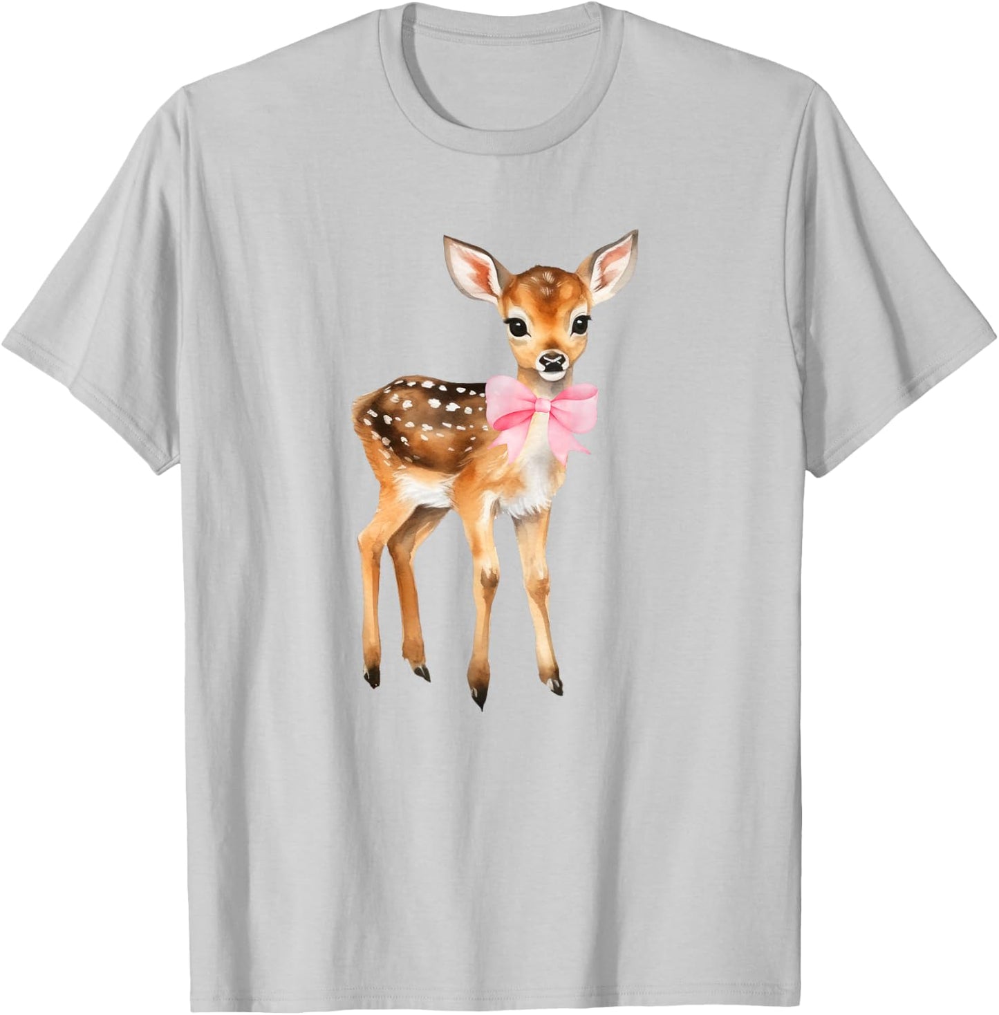 Deer Coquette Bow Girl Cute Aesthetic Girl Woman Reindeer T-Shirt - T-Shirt | Ash