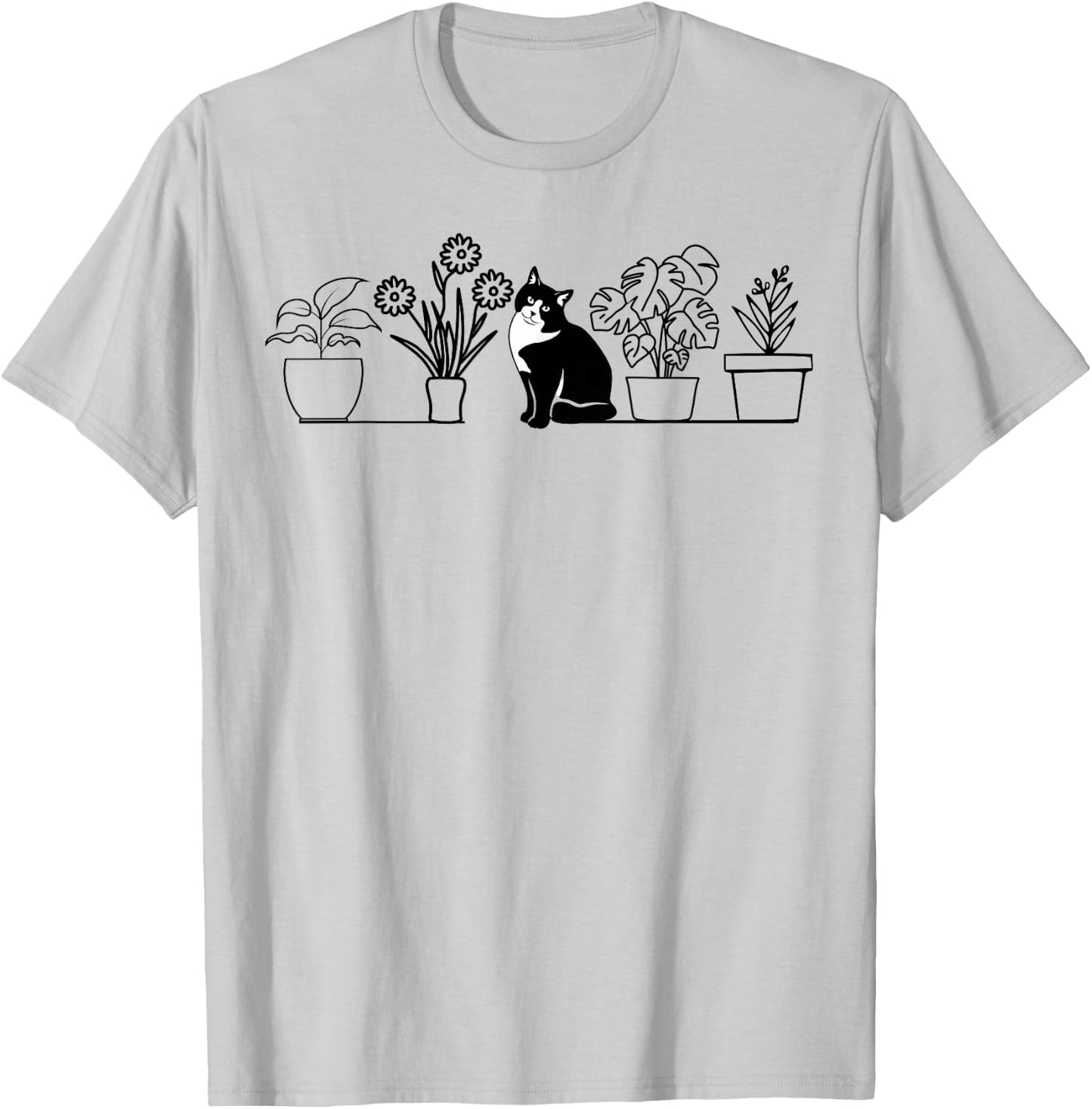 Plants Cats - Cats And Potted Plants T-Shirt - T-Shirt | Ash