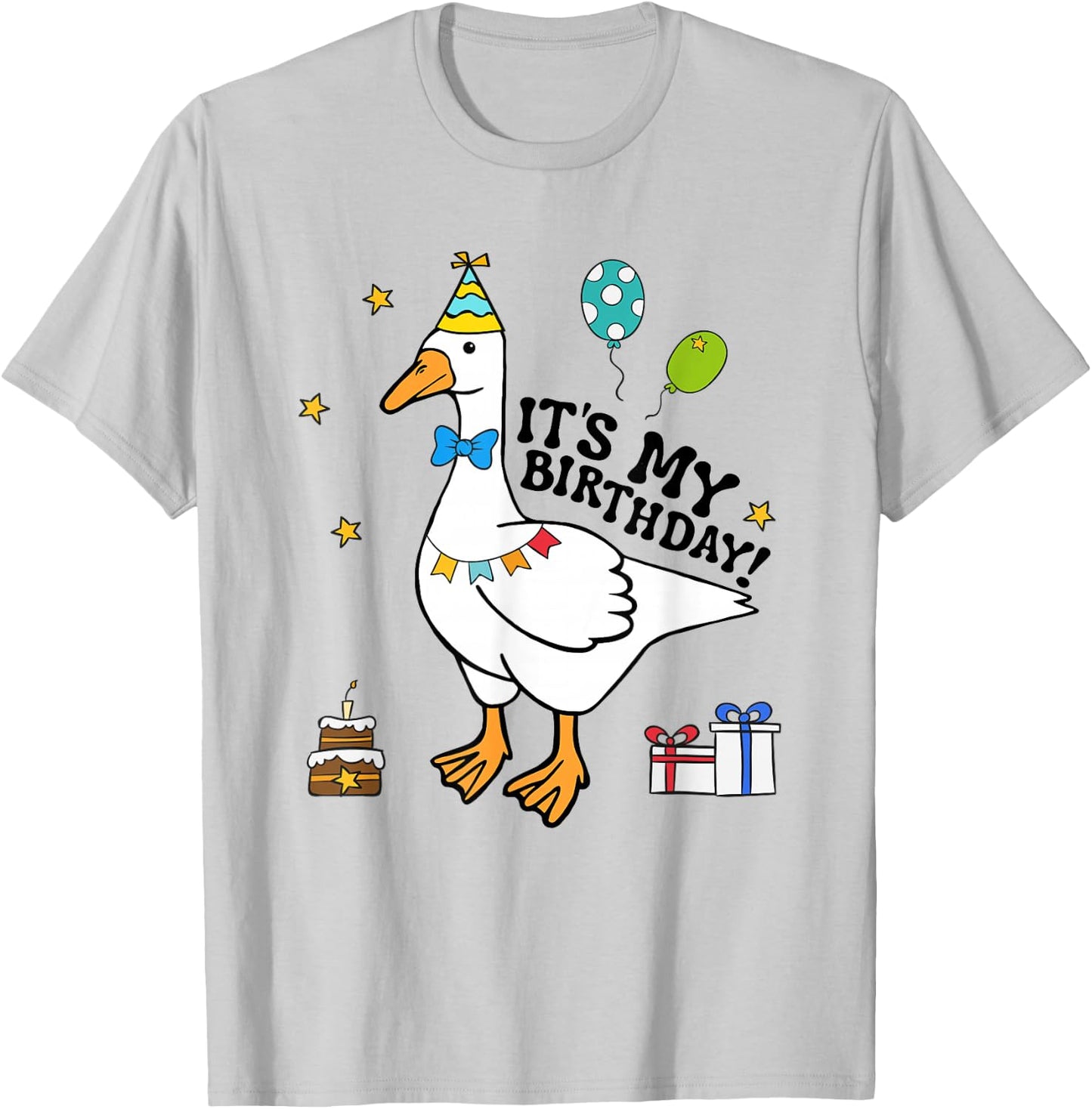 Silly Goose It's My Birthday Birthday Cake Silly Goose Retro T-Shirt - T-Shirt | Ash