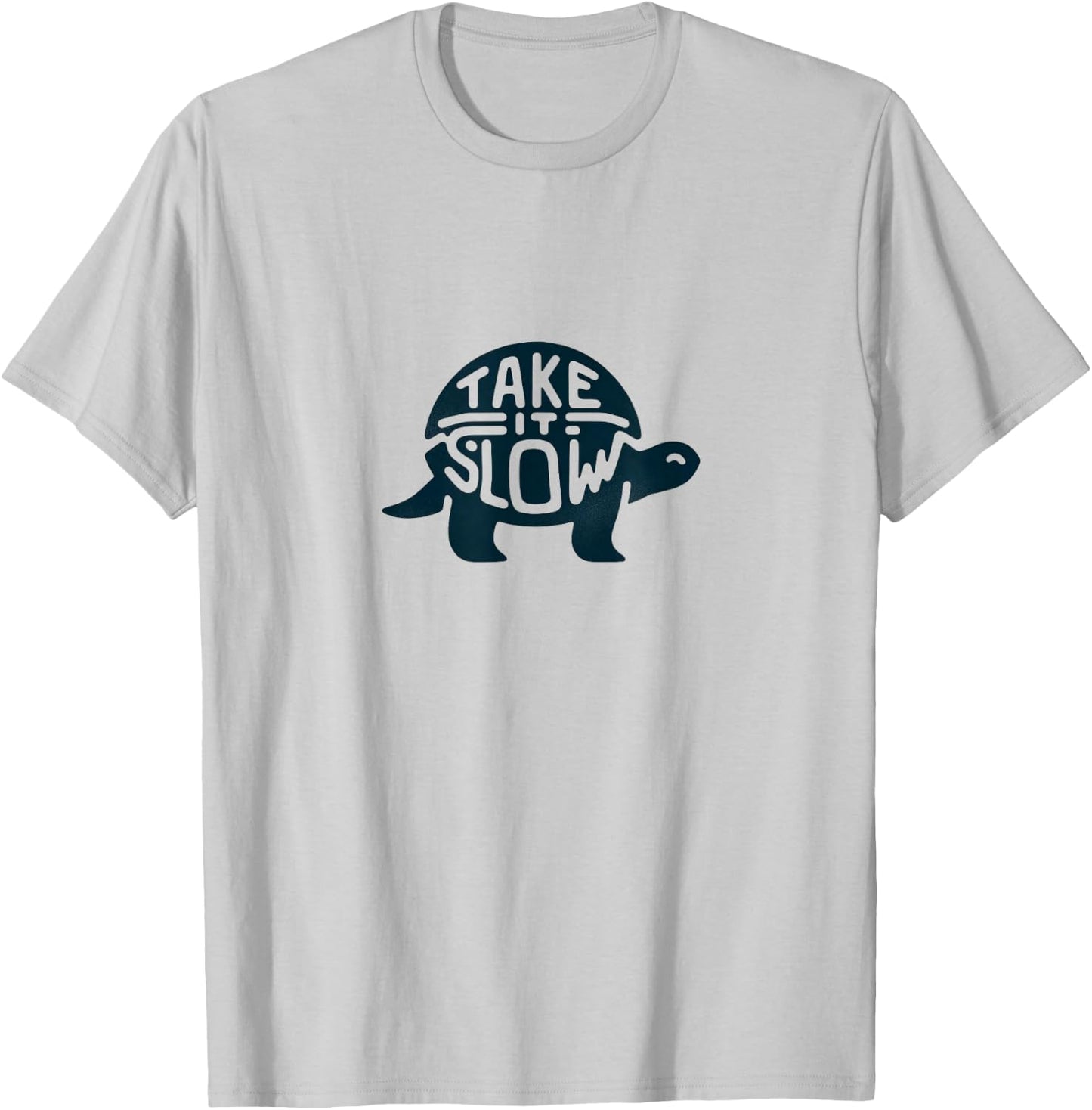 Take It Slow Funny Turtle Print T-Shirt - T-Shirt | Ash