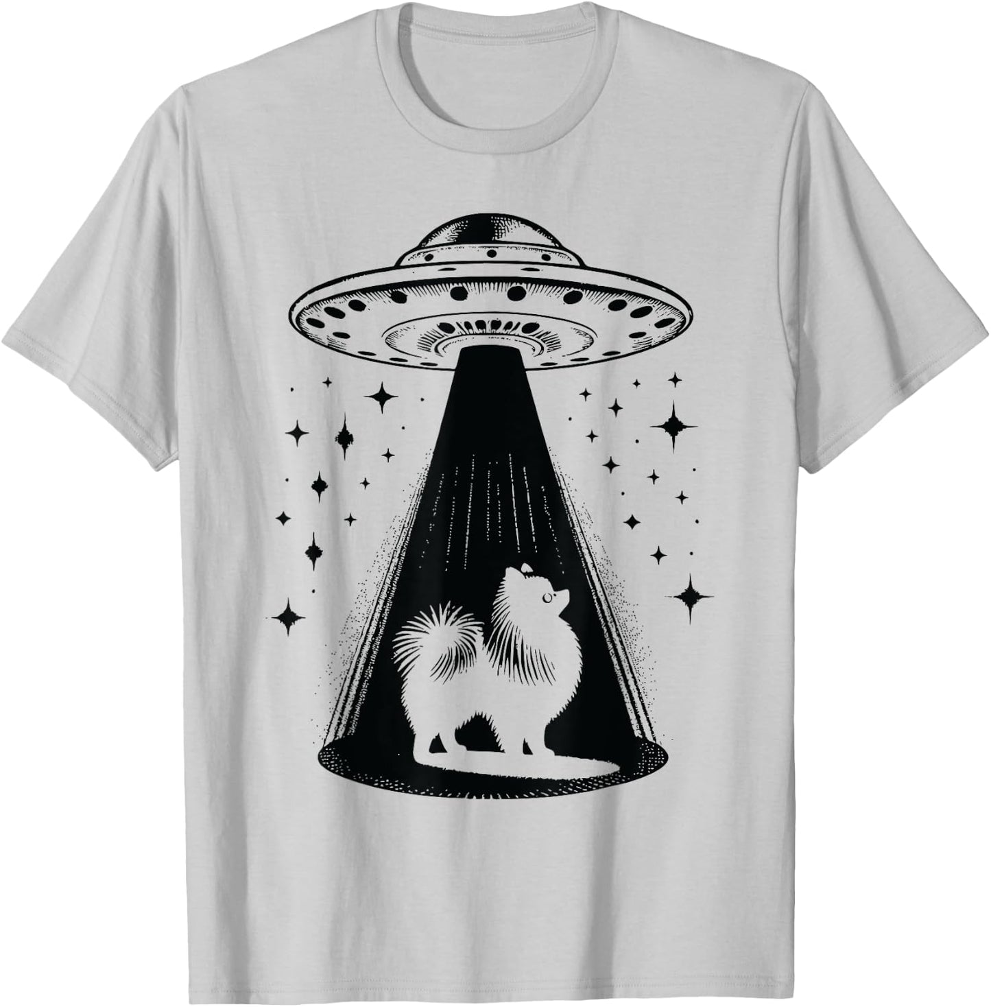 Pomeranian Mom Dad Dog - Funny Alien UFO T-Shirt - T-Shirt | Ash