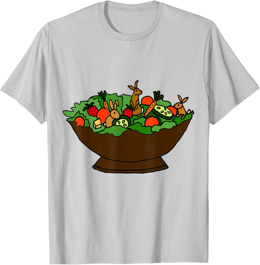 Smilenowtees Funny Bunny Rabbits in Garden Salad T-Shirt - T-Shirt | Ash