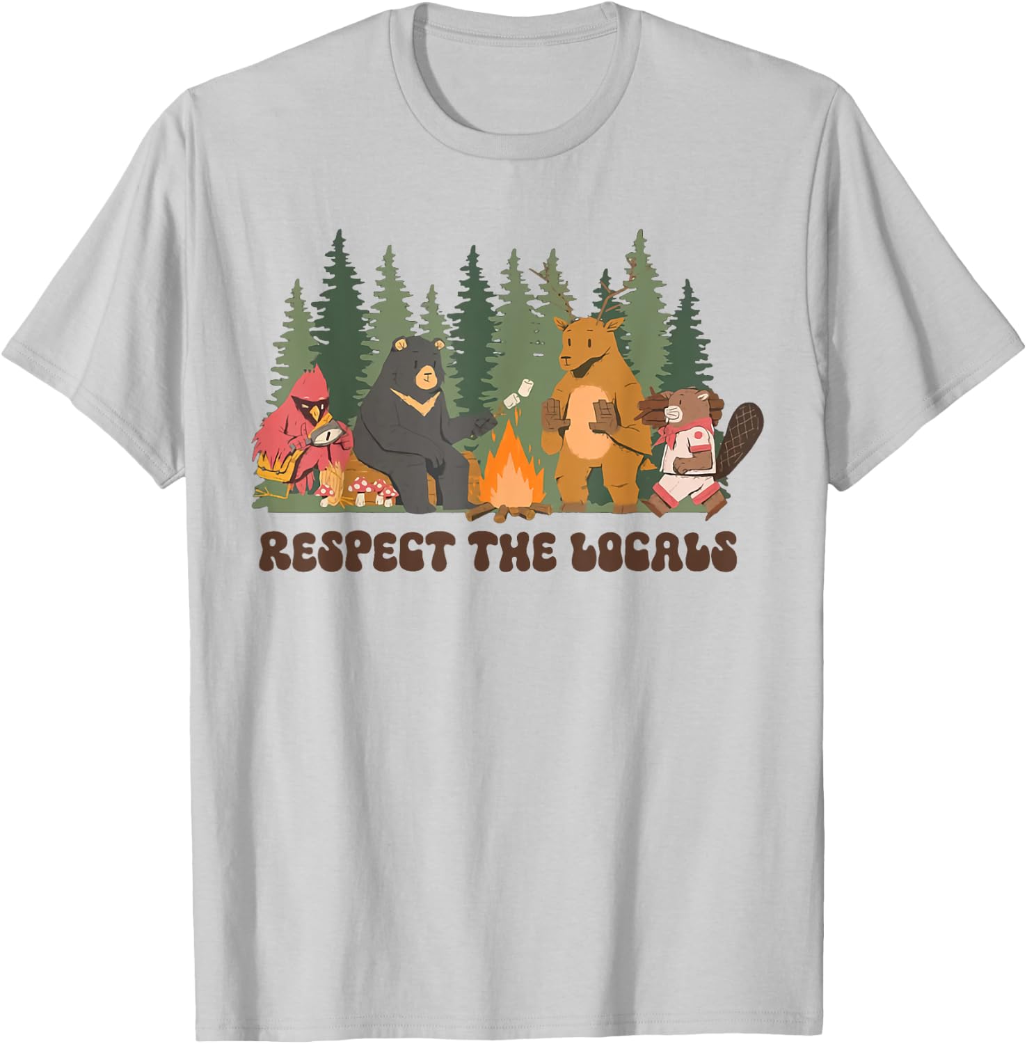 Respect The Local Bear Wildlife Animal National Parks T-Shirt - T-Shirt | Ash