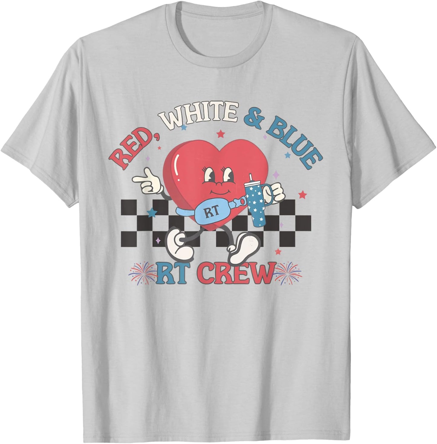 Red White Blue RT Crew Respiratory Therapist 4th of July T-Shirt - T-Shirt | Ash
