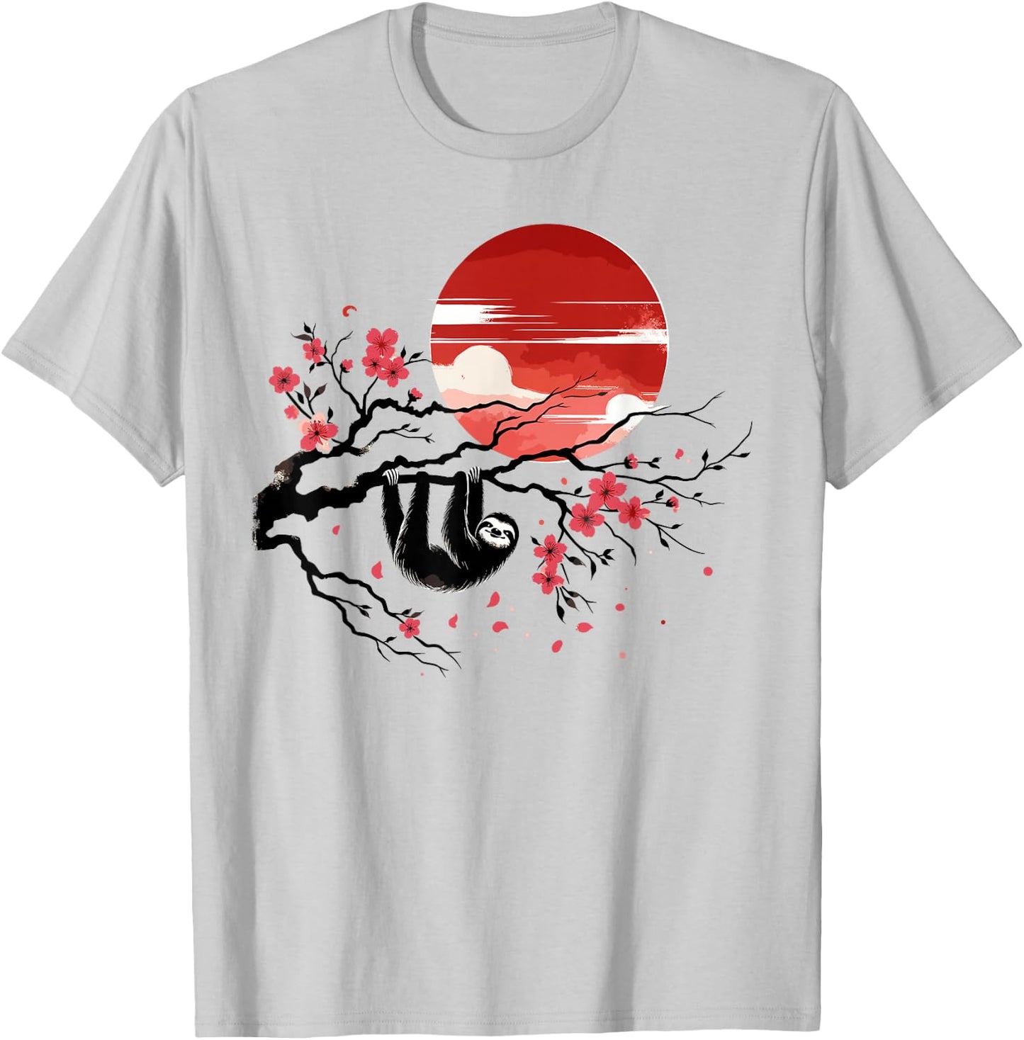 Kawaii Anime Japanese Art Sakura Men Women Kids Funny Sloth T-Shirt - T-Shirt | Ash