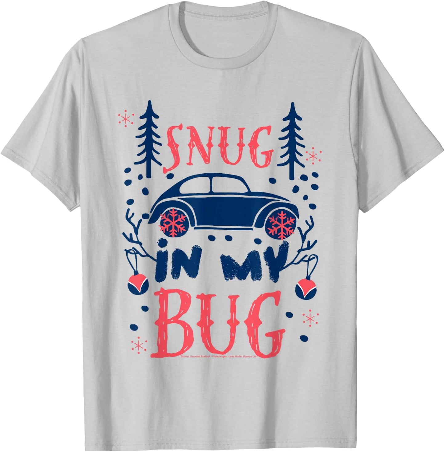 Volkswagen Christmas Snug In My Bug T-Shirt - T-Shirt | Ash