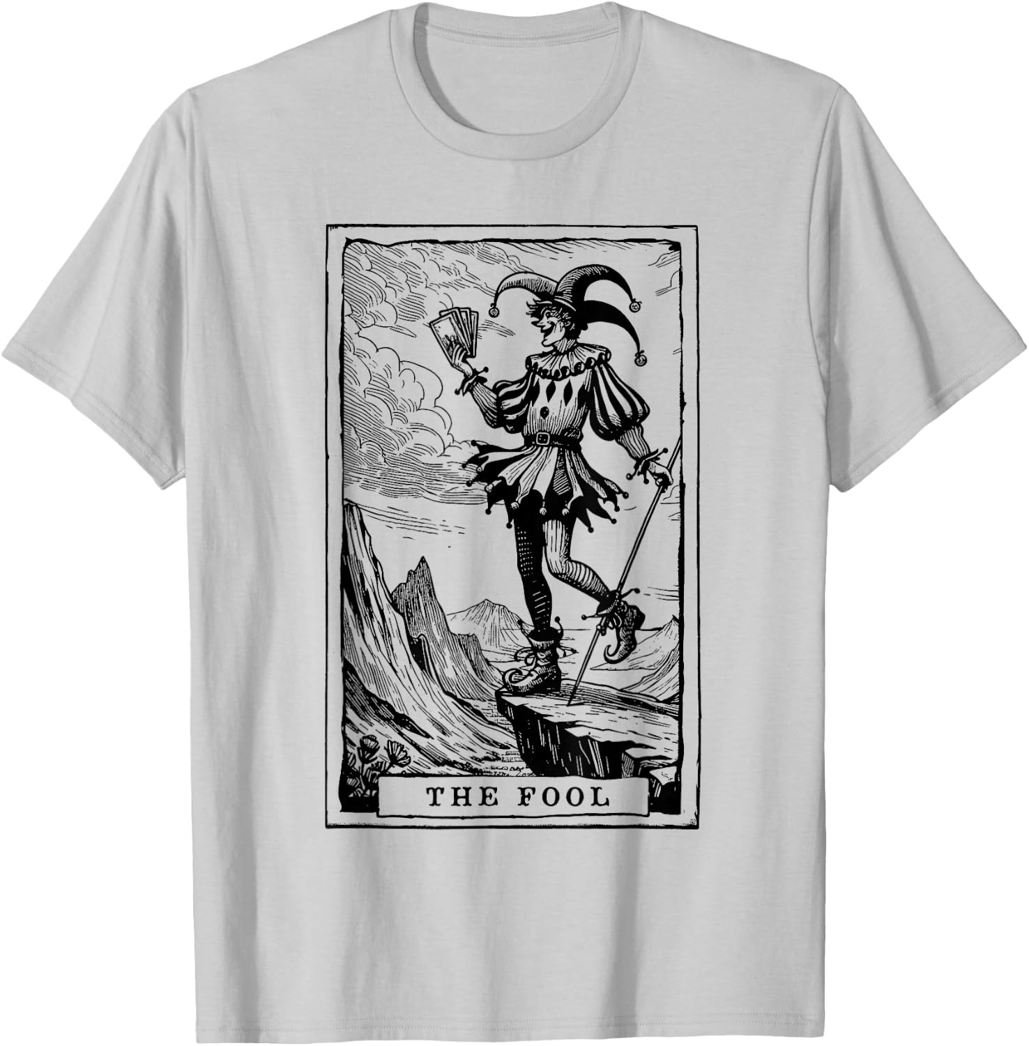 Tarot Card Shirt Jester The Fool Major Arcana Tarot Card T-Shirt - T-Shirt | Ash