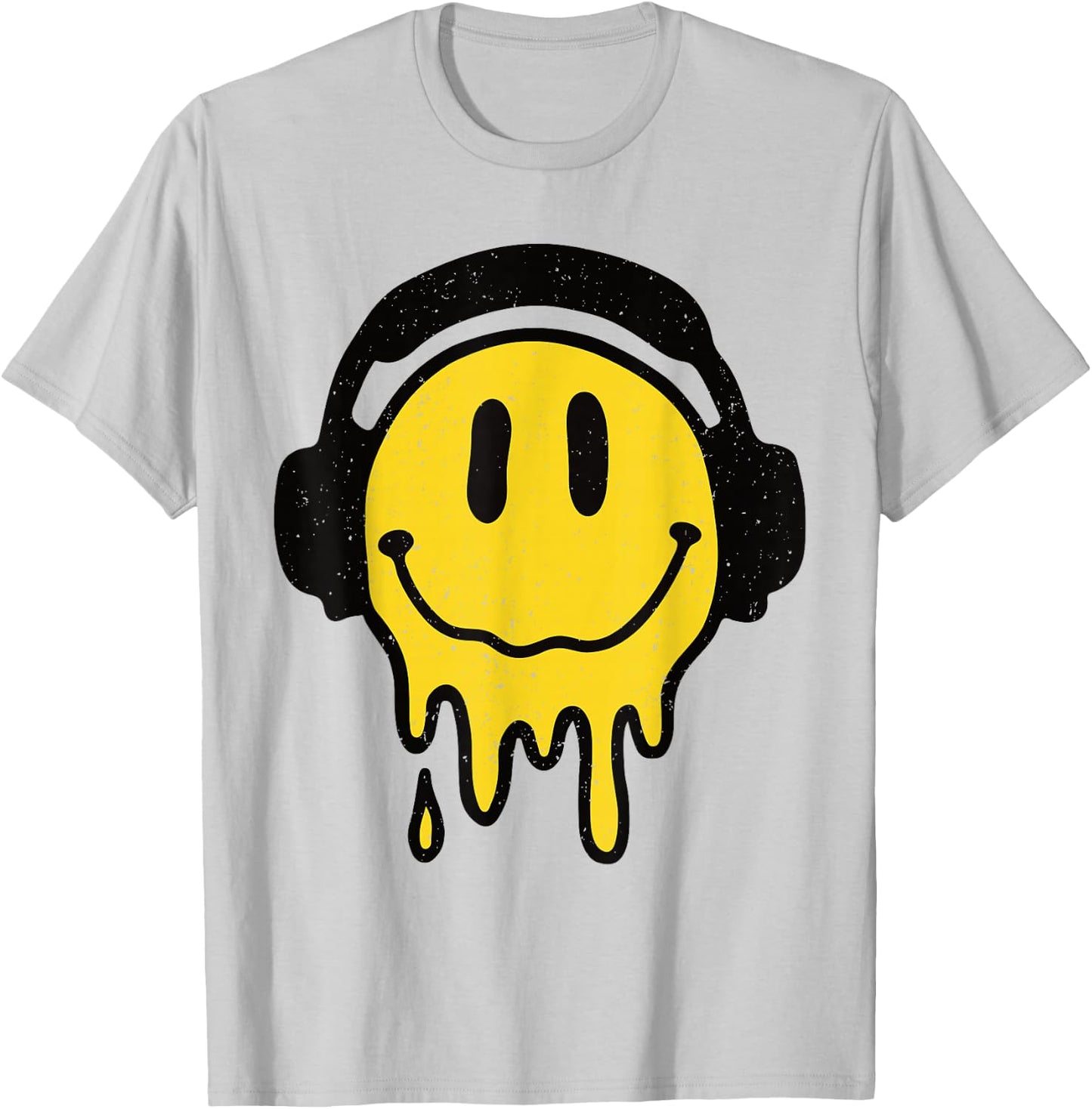 Melting Yellow Smile Funny Smiling Melted Dripping Face Cute T-Shirt - T-Shirt | Ash