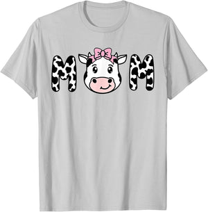Cow MOM Birthday Family Matching Mothers Day Boy Girl Farm T-Shirt - T-Shirt | Ash