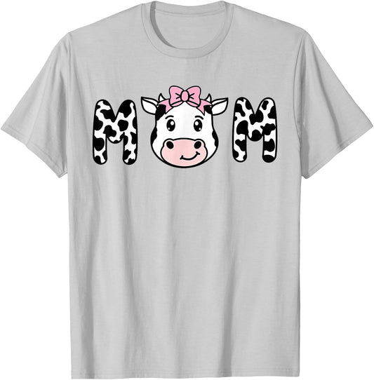 Cow MOM Birthday Family Matching Mothers Day Boy Girl Farm T-Shirt - T-Shirt | Ash