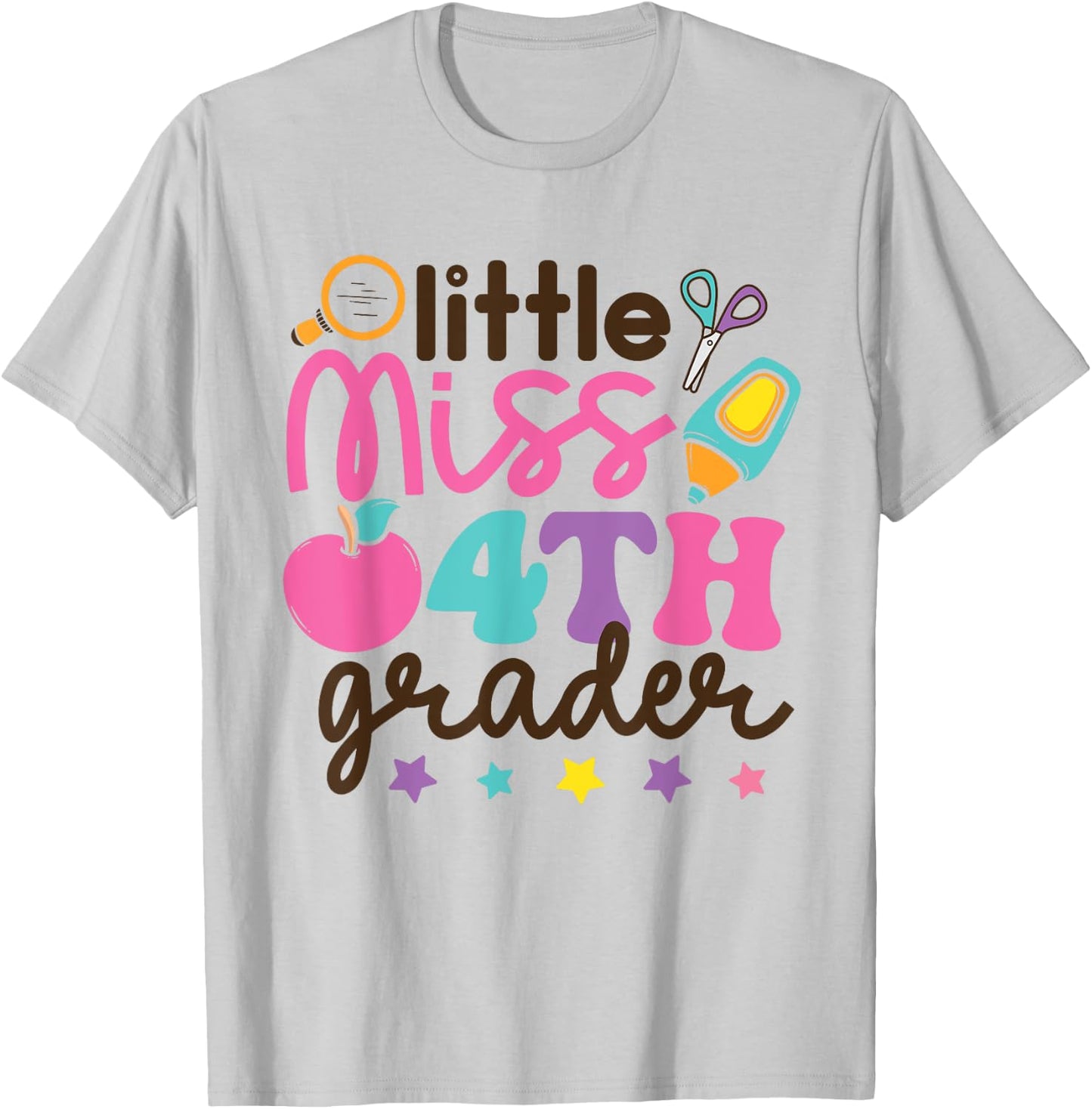 Little Miss 4th Grade First Day of Fourth Grade Cute Girls T-Shirt - T-Shirt | Ash