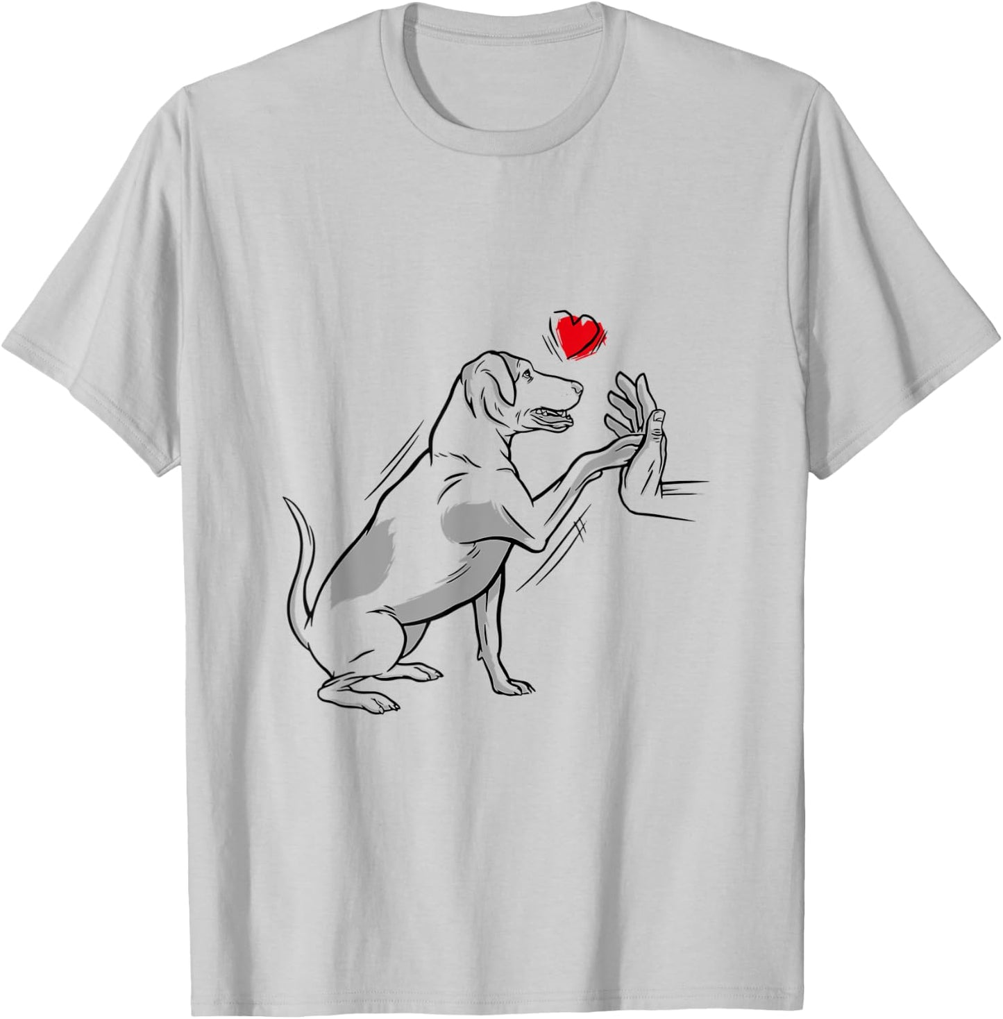 Dog Paw Hand Human Heart Love Labrador Retriever T-Shirt - T-Shirt | Ash
