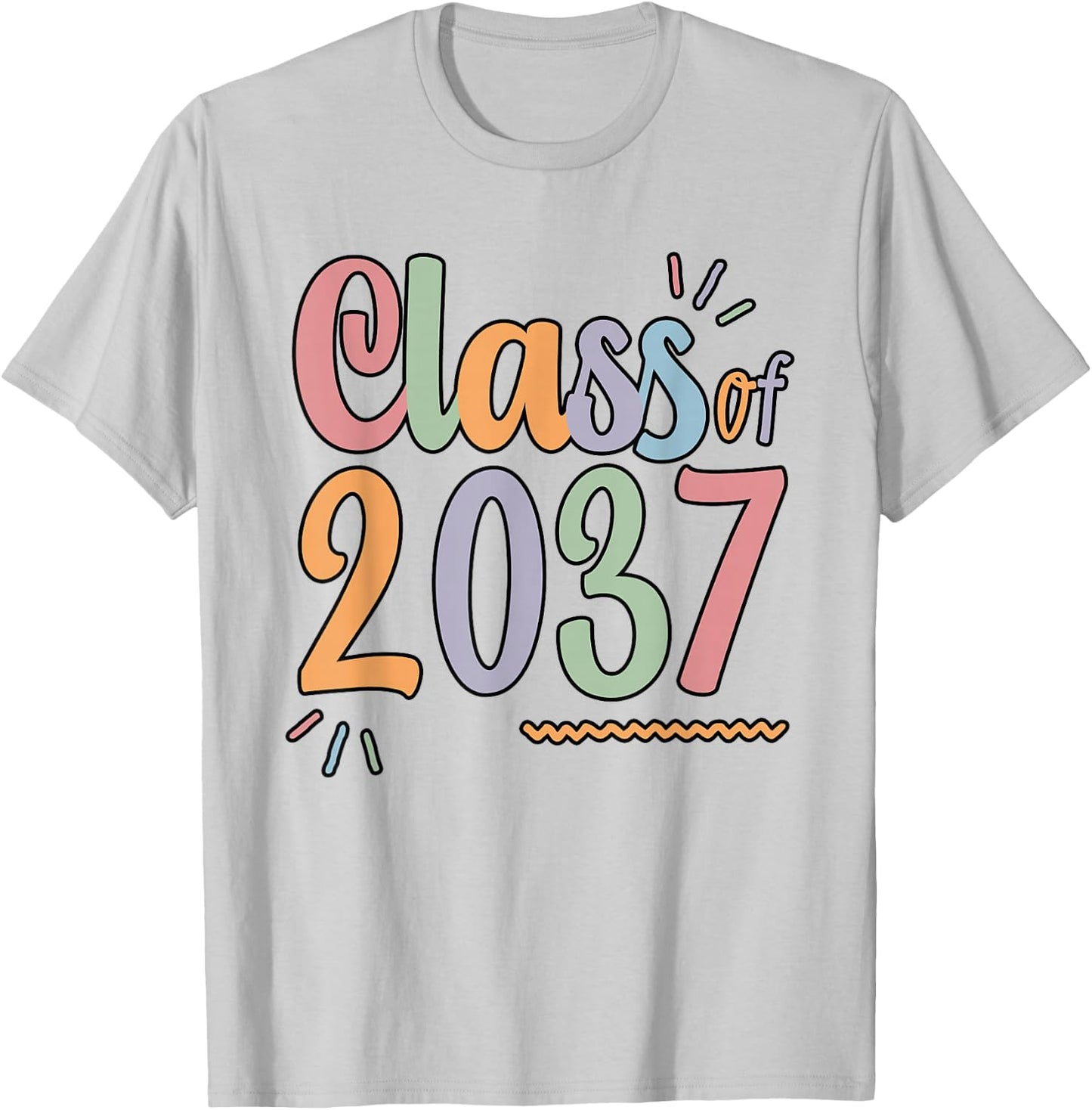 Class of 2037 Grow With Me Handprints On Back K to 12 T-Shirt - T-Shirt | Ash