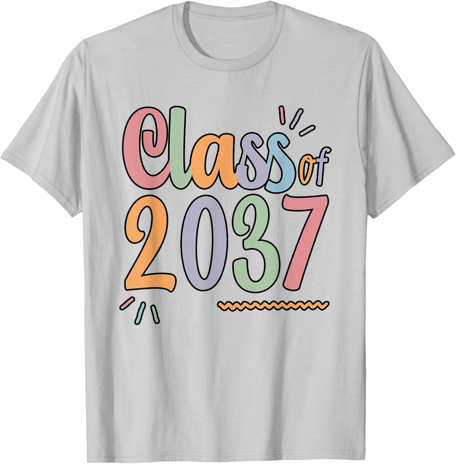 Class of 2037 Grow With Me Handprints On Back K to 12 T-Shirt - T-Shirt | Ash