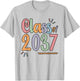 Class of 2037 Grow With Me Handprints On Back K to 12 T-Shirt - T-Shirt | Ash