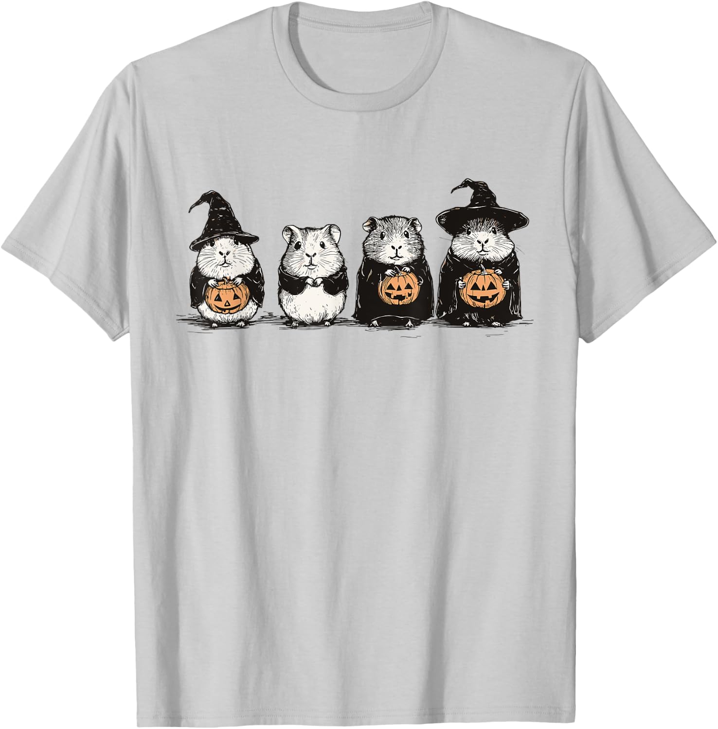 Cute Guinea Pig Halloween Guinea Pig Witch Hilarious Animal T-Shirt - T-Shirt | Ash