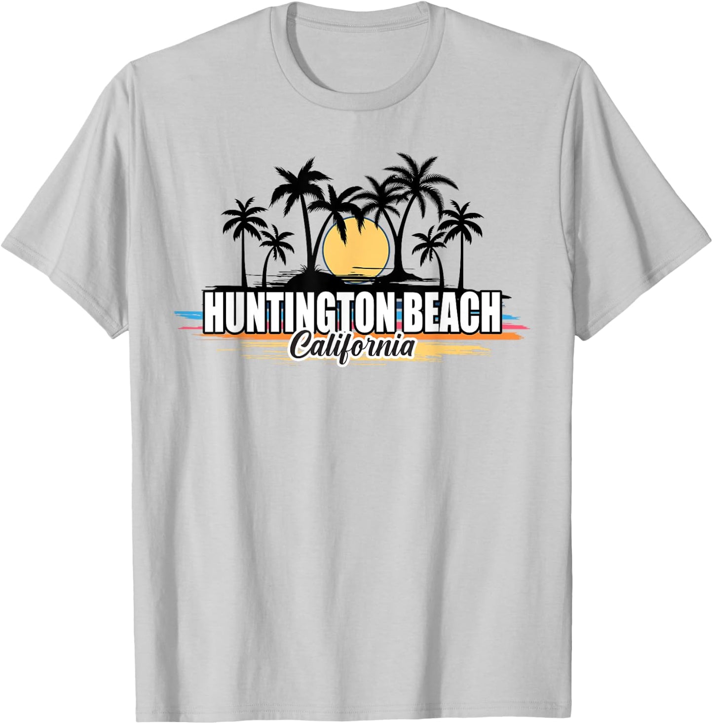 Huntington Beach California Retro Surfing Beach T-Shirt - T-Shirt | Ash