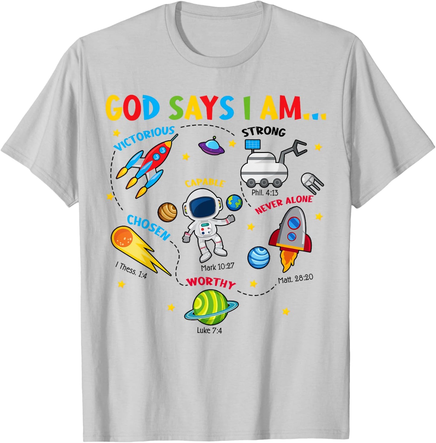 Cute God Says I Am Outer Space Christian Jesus Boy Toddler T-Shirt - T-Shirt | Ash