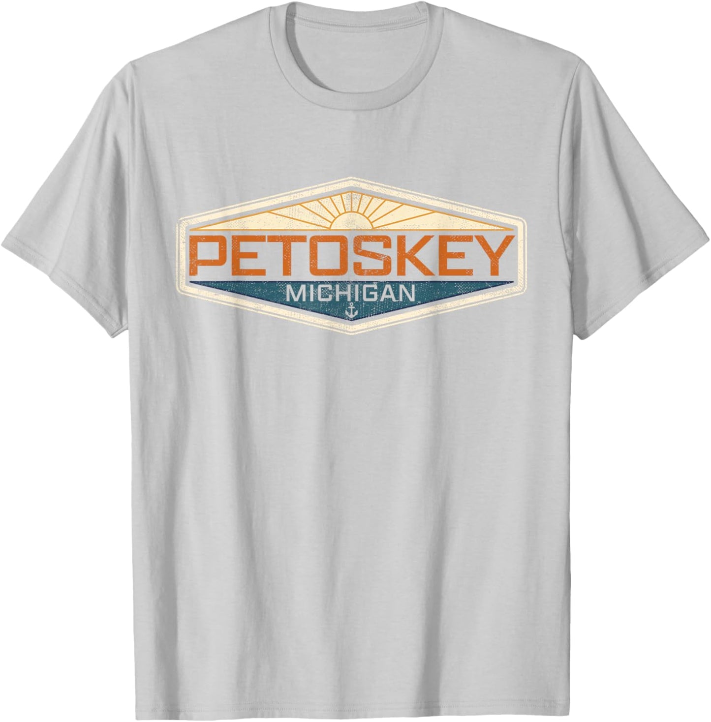Petoskey Michigan Distressed Beach T-Shirt - T-Shirt | Ash