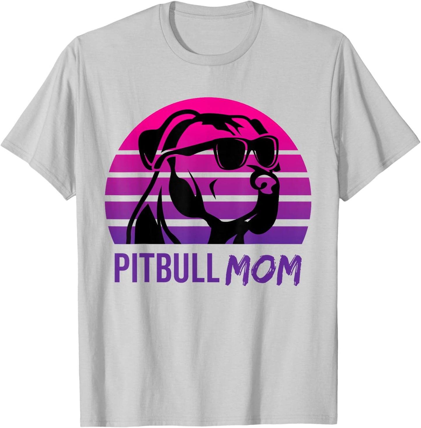 Pitbull Mom Funny Retro 80s Pitbull Dog T-Shirt - T-Shirt | Ash
