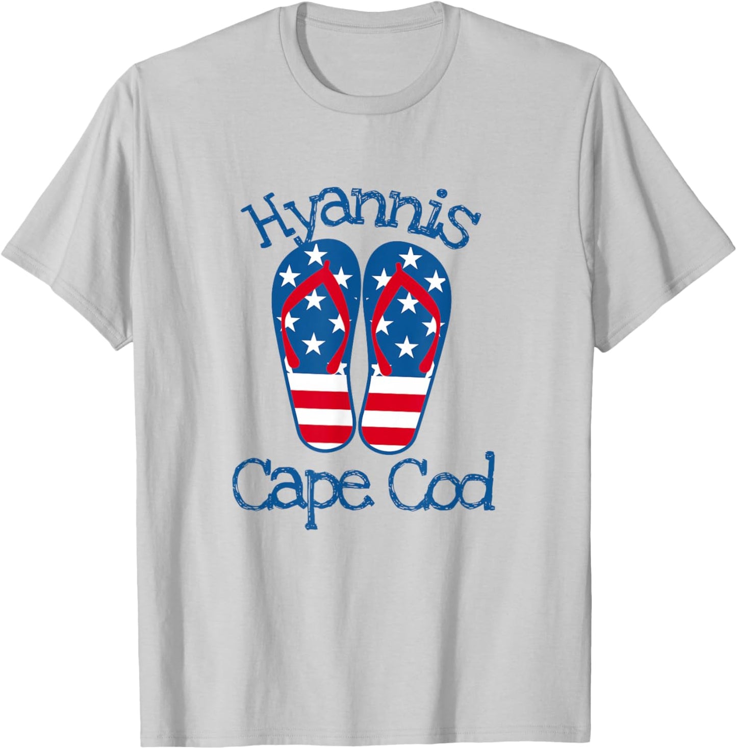 Hyannis Cape Cod Patriotic Beach Flip Flops American America T-Shirt - T-Shirt | Ash