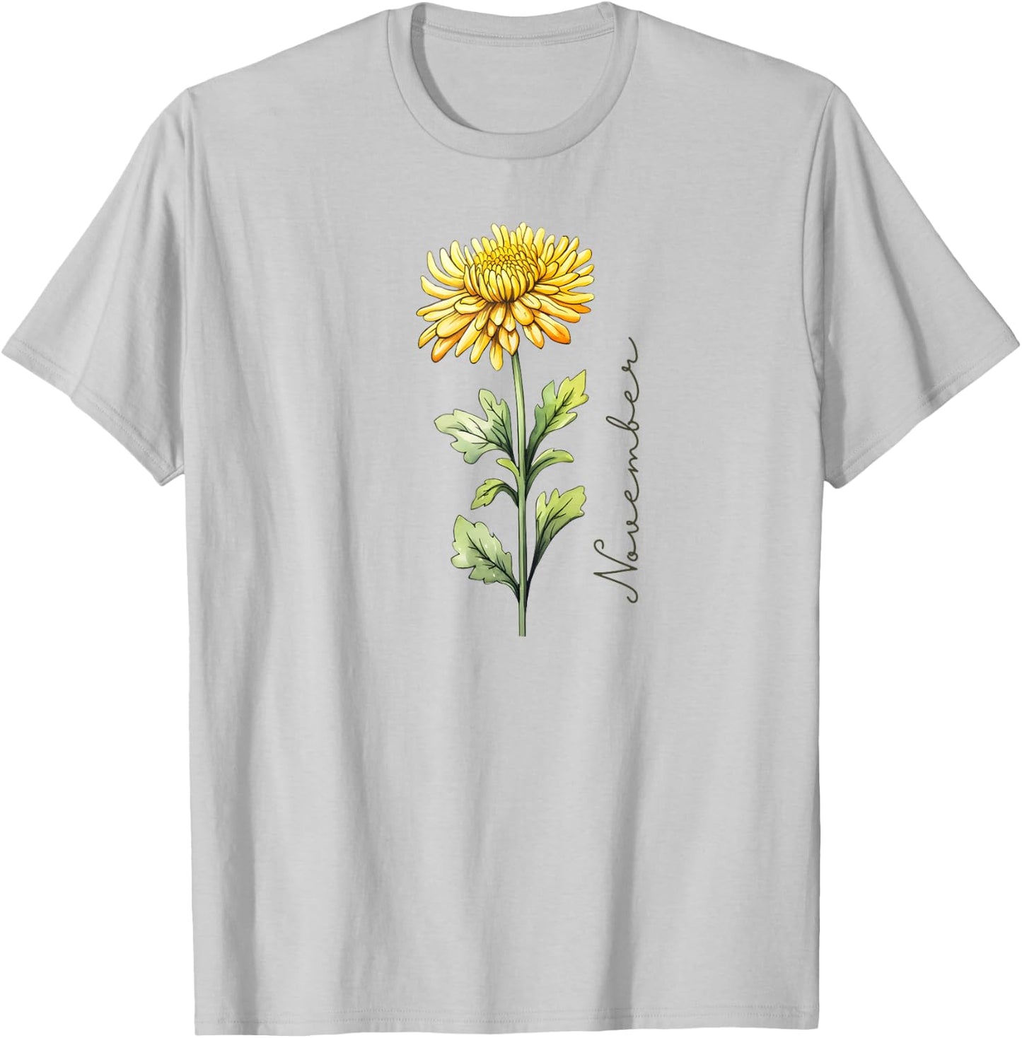 November Birthday Chrysanthemum Birth Flower T-Shirt - T-Shirt | Ash