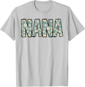 Retro Nana Colorful Flowers Groovy Daisy Flower T-Shirt - T-Shirt | Ash