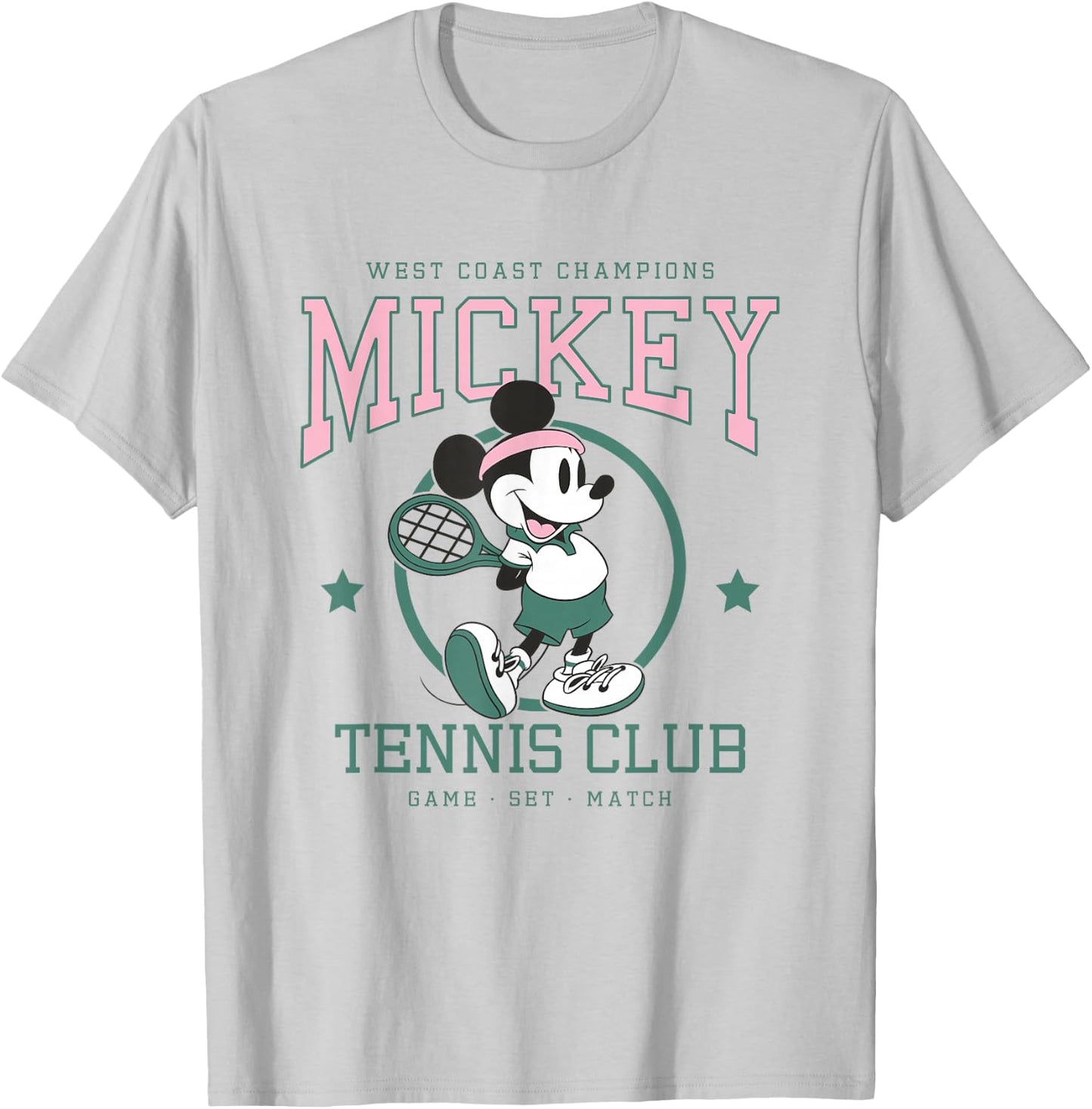 Disney Mickey and Friends Retro Tennis Club Game Set Match T-Shirt - T-Shirt | Ash
