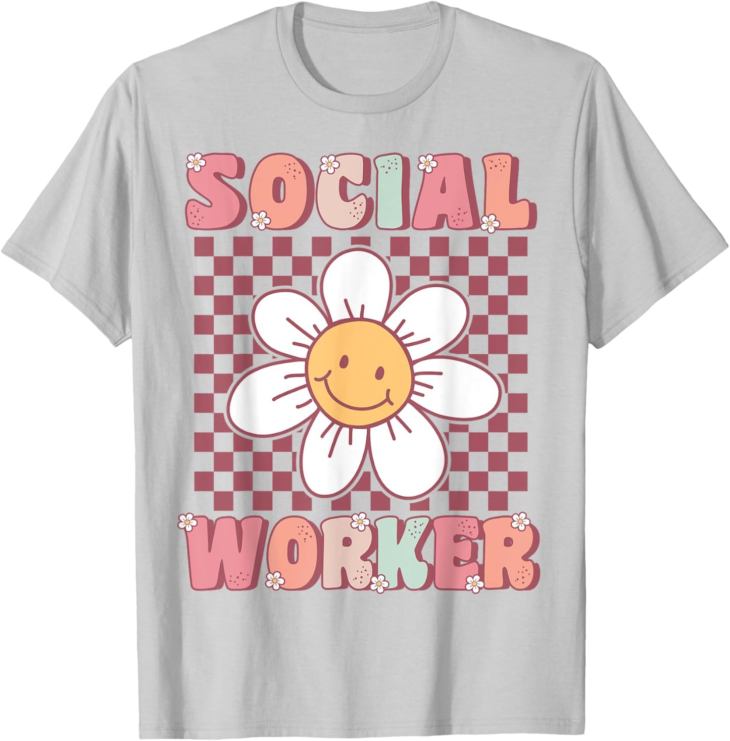 Groovy Social Worker Cute Daisy Flower Retro Social Worker T-Shirt - T-Shirt | Ash