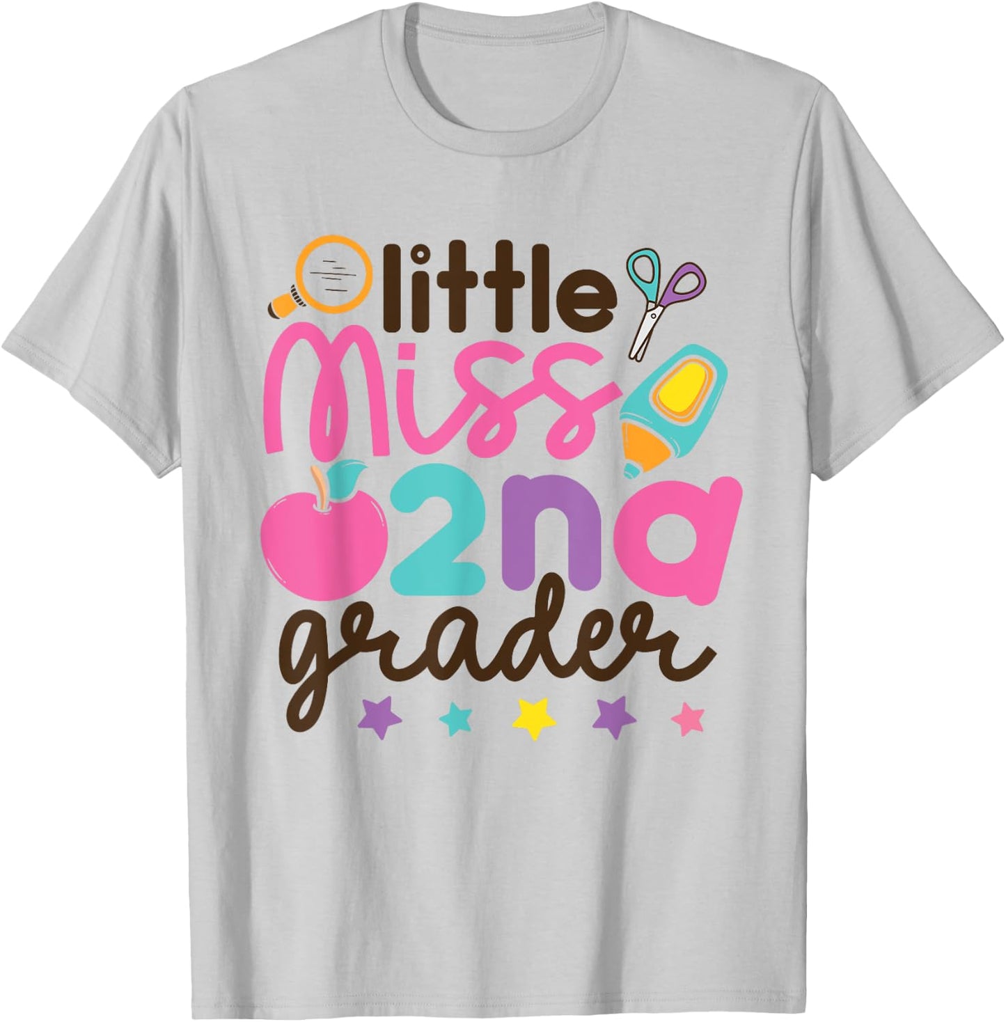Little Miss 2nd Grade First Day of Second Grade Cute Girls T-Shirt - T-Shirt | Ash