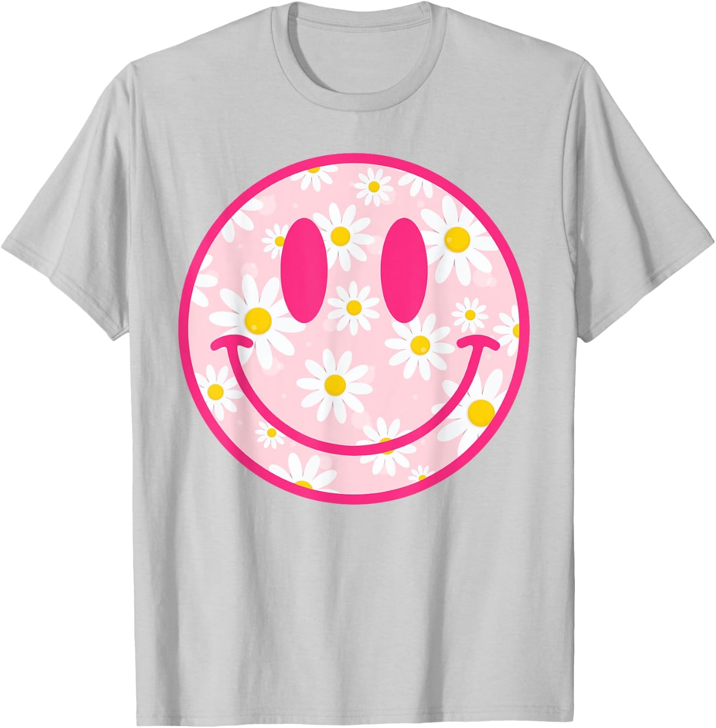 Happy Face Daisy Flower Shirt Preppy Aesthetic Smile Face T-Shirt - T-Shirt | Ash
