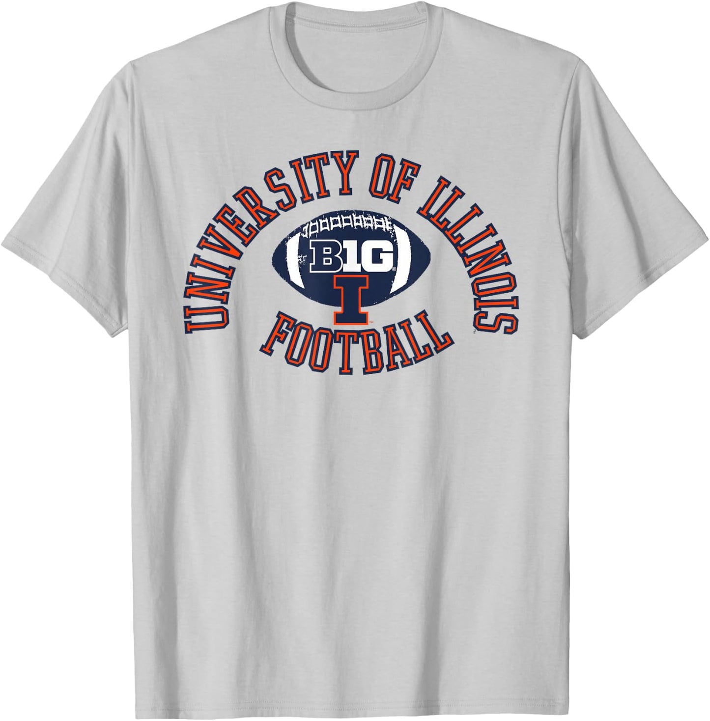 Elite Authentics -Adults & Kids Grey Illinois Fighting Illini Big 10 Football T-Shirt - T-Shirt | Ash