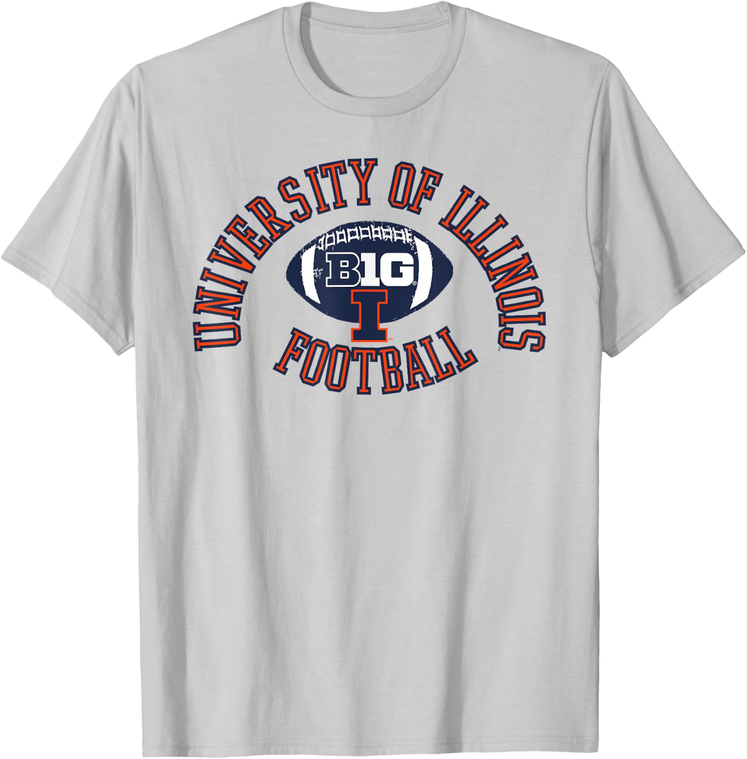 Elite Authentics -Adults & Kids Grey Illinois Fighting Illini Big 10 Football T-Shirt - T-Shirt | Ash