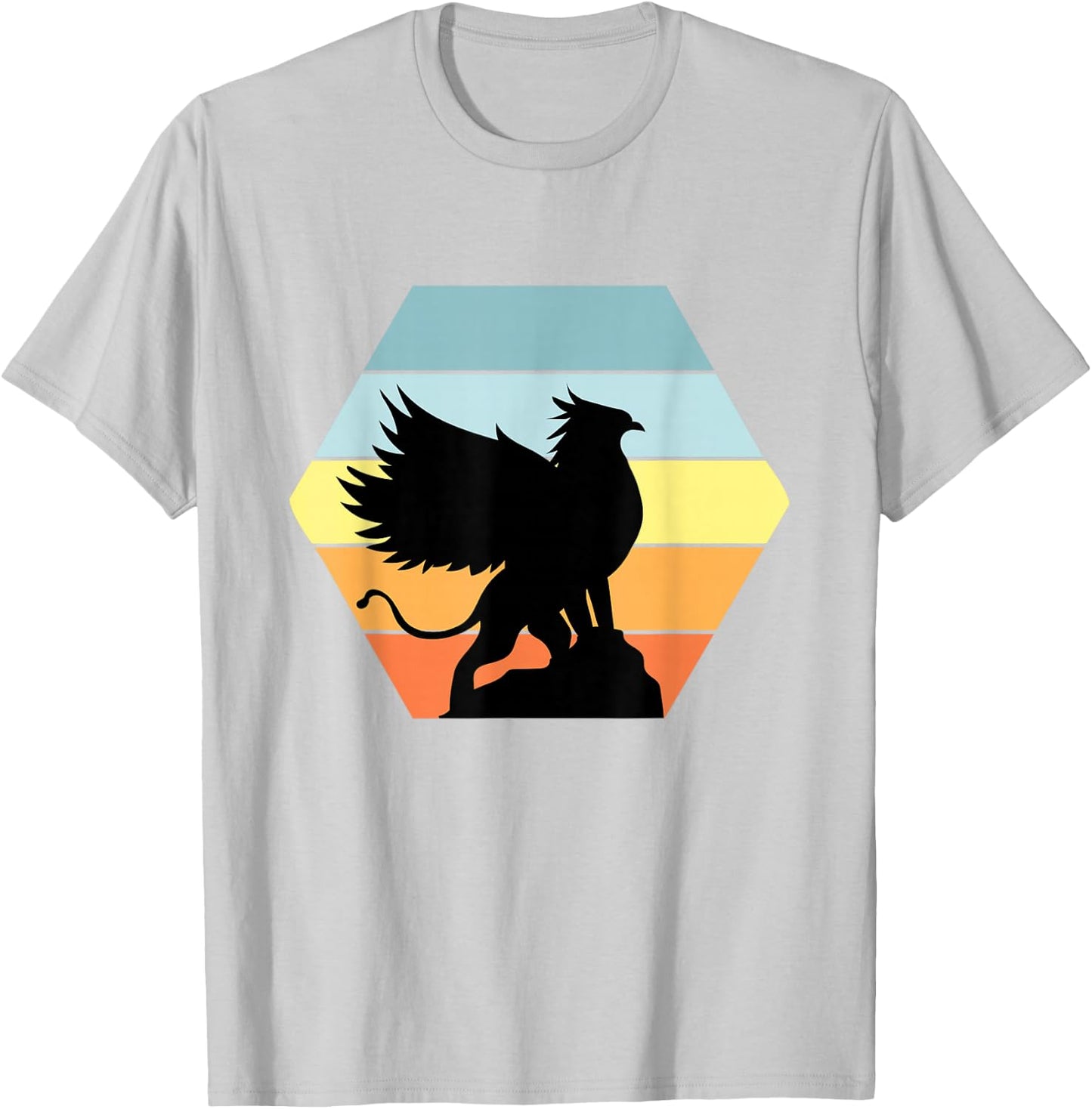 Griffin Retro Vintage Sunset Lion Eagle Mythical Creature T-Shirt - T-Shirt | Ash
