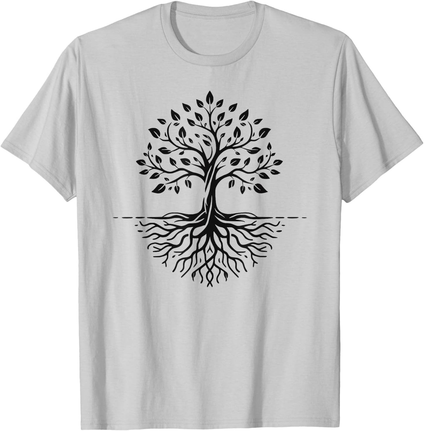 Minimalist Tree with Roots T-Shirt - T-Shirt | Ash