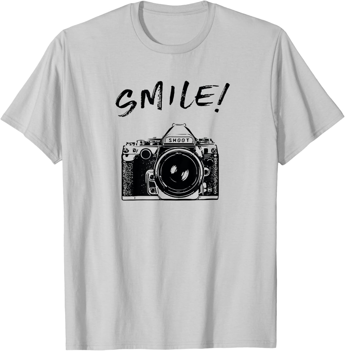 Cool SMILE Camera t shirt women kid photographers T-Shirt - T-Shirt | Ash