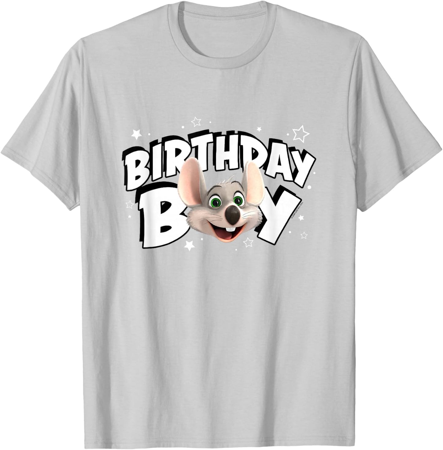 Chuck E. Cheese Birthday Boy Celebration Chuck Face Logo T-Shirt - T-Shirt | Ash