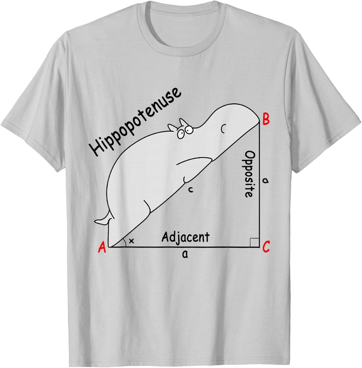 Hippopotenuse Hippopotamus Funny Math Geometry T-Shirt - T-Shirt | Ash