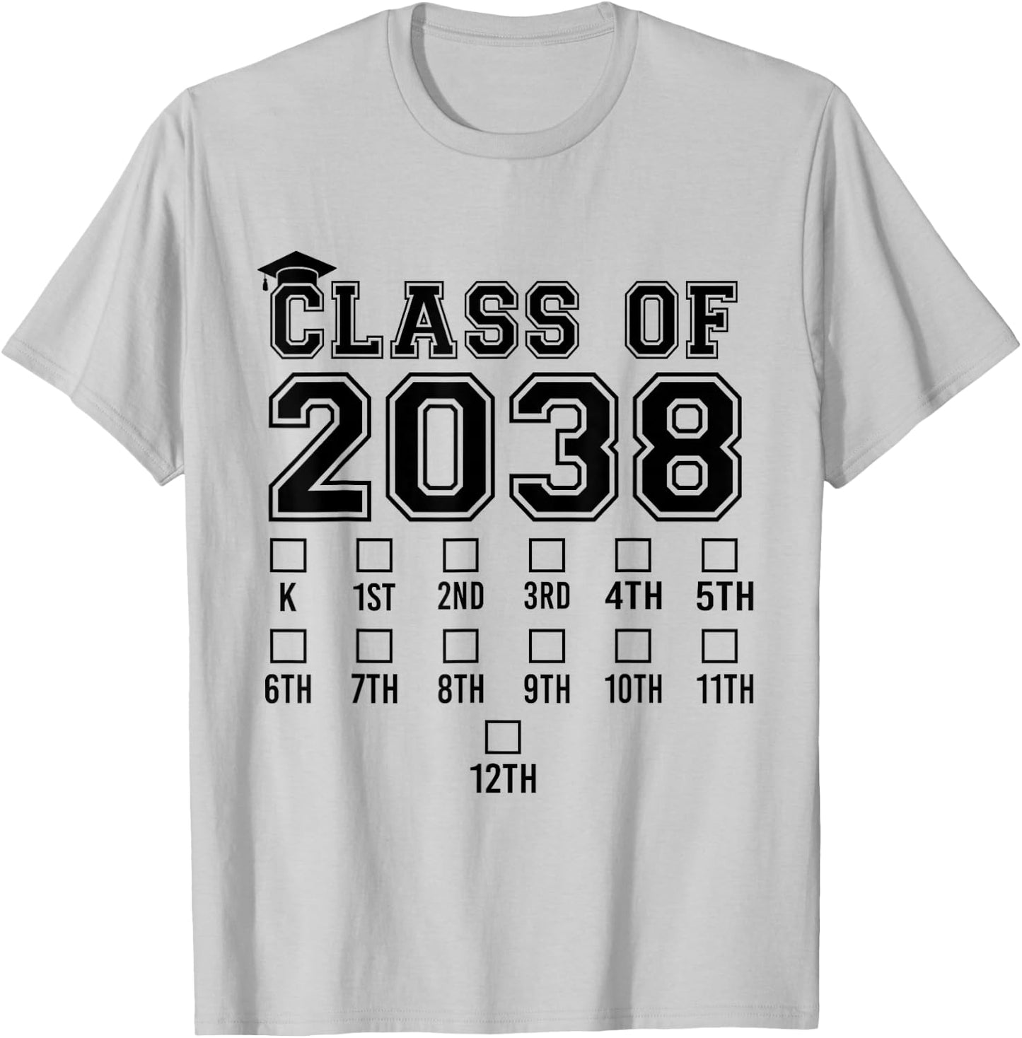 Class Of 2038 Grow With Me Graduation First Day of School T-Shirt - T-Shirt | Ash