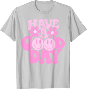 Have A Good Day Retro - Smile Face Preppy Aesthetic T-Shirt - T-Shirt | Ash