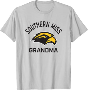 Southern Mississippi Golden Eagles Arched Grandma T-Shirt - T-Shirt | Ash