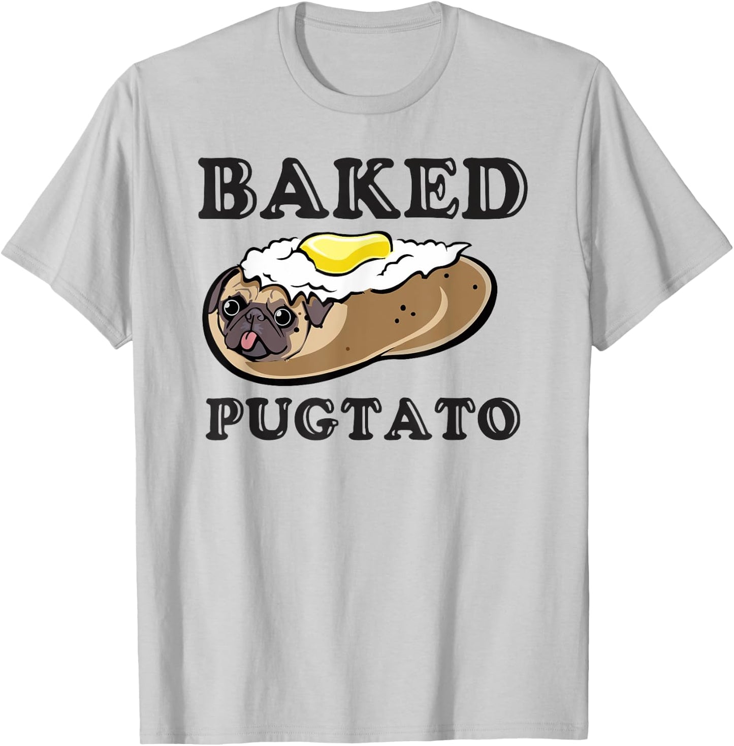 Pugtato, Funny Dog Lovers, Ladies Man Dog, I Love My Pug T-Shirt - T-Shirt | Ash