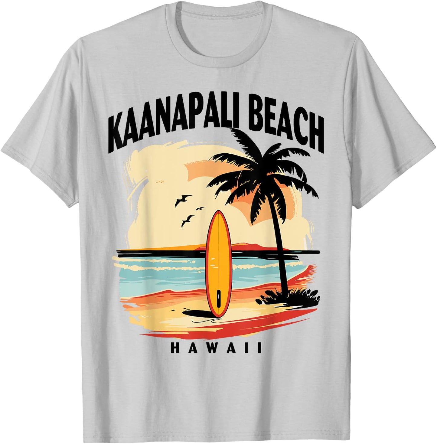 Kaanapali Beach Hawaii Surfboard Surfing Men Women T-Shirt - T-Shirt | Ash
