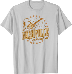 Peanuts - Snoopy Nashville Tennessee Music Stars White T-Shirt - T-Shirt | Ash