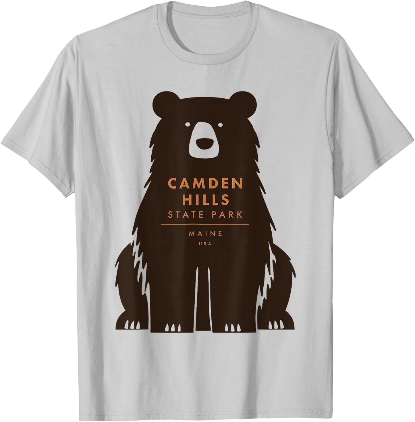 Camden Hills State Park Maine Retro Vintage Bear T-Shirt - T-Shirt | Ash