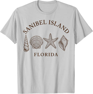 Sanibel Island Florida Seashell Beach Vacation Shelling T-Shirt - T-Shirt | Ash