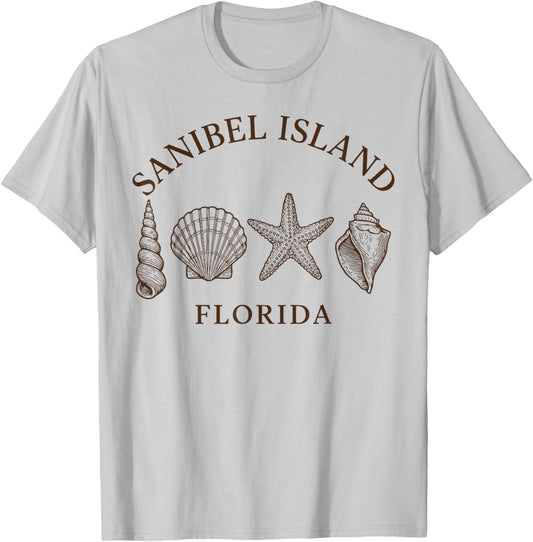 Sanibel Island Florida Seashell Beach Vacation Shelling T-Shirt - T-Shirt | Ash