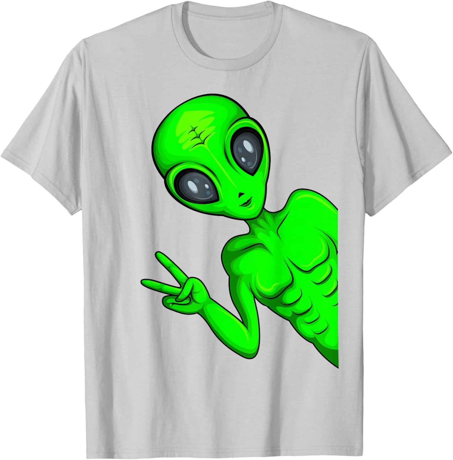 Green Alien Ufo Boys Kids Women Men T-Shirt - T-Shirt | Ash