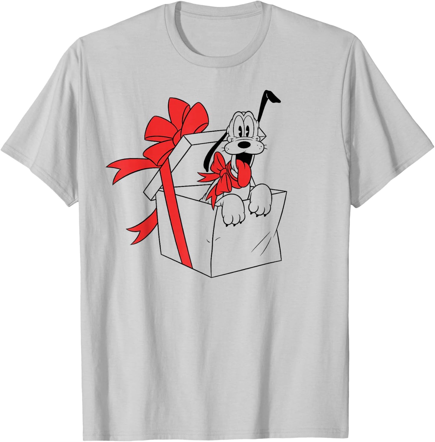 Disney Pluto Christmas Outline T-Shirt - T-Shirt | Ash